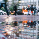 Raining in a busy city