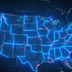 Map of USA on dark digital background