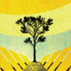 Illustration of a tree against a colorful background