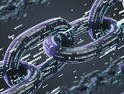 Blockchain illustration of linked chains 