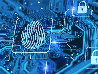 Cybersecurity concept with a fingerprint 