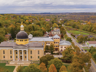 The Ontario County Courthouse stands out on Rochester in downtown Canandaigua New York