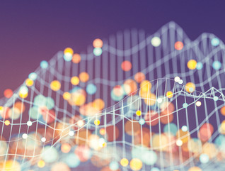 Big data abstract illustration with colored data points 
