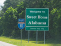 Welcome to Alabama highway sign on the interstate 