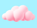 Pink fluffy clouds on a blue background 