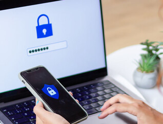 Person accessing computer with passcode