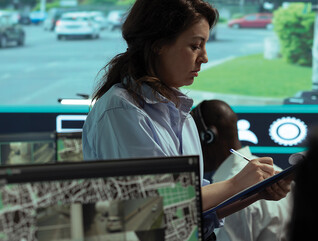 Person working in a data center