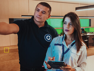 People reviewing safety measures