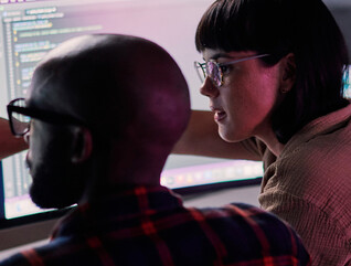 Developer team collaborating