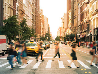 Busy City Sidewalk