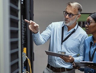 People working in data center