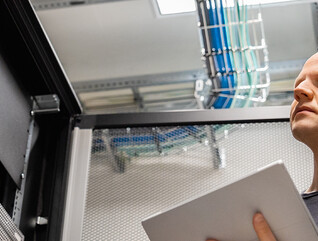 Person working in data center