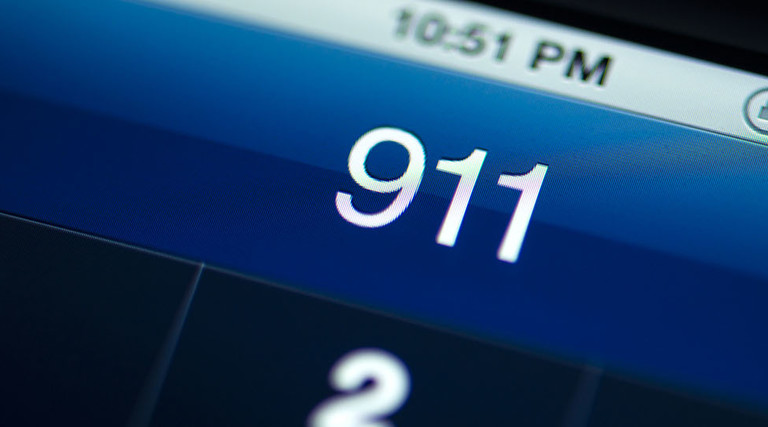 Calling 911 from smartphone.