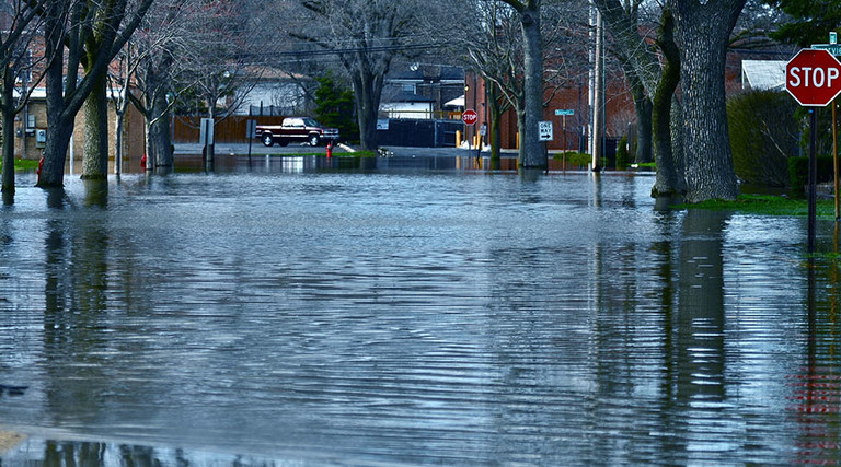 Suburban flood waters