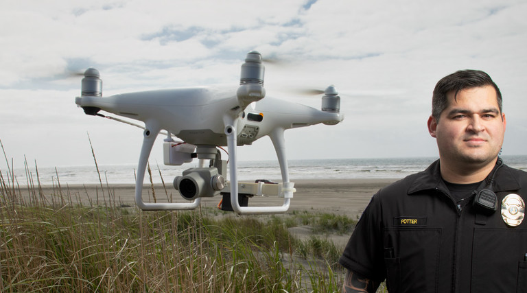 Ocean Shores Police Department Officer Clint Potter convinced his city to buy drones for water rescue.