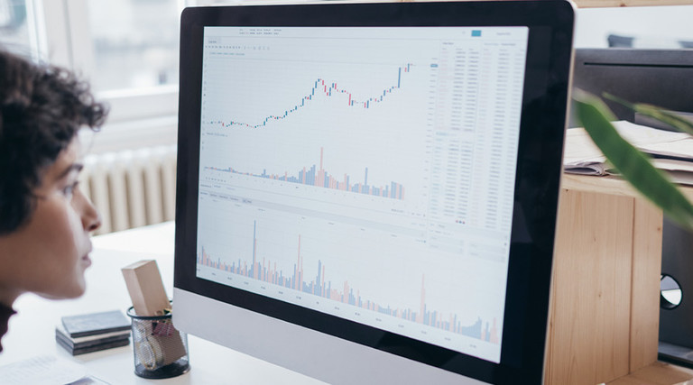 Person reviewing analytics at computer