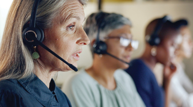 People using headset at the office