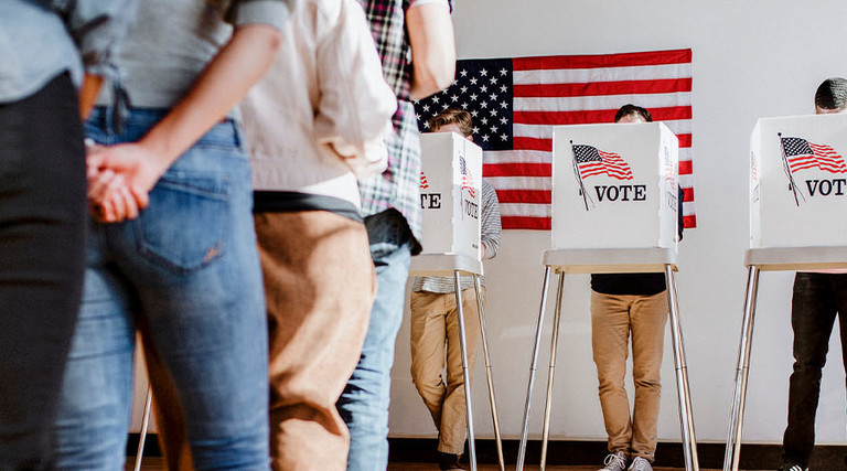 People voting at polling place