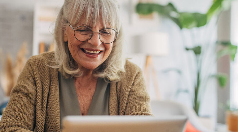 Person using a tablet at home