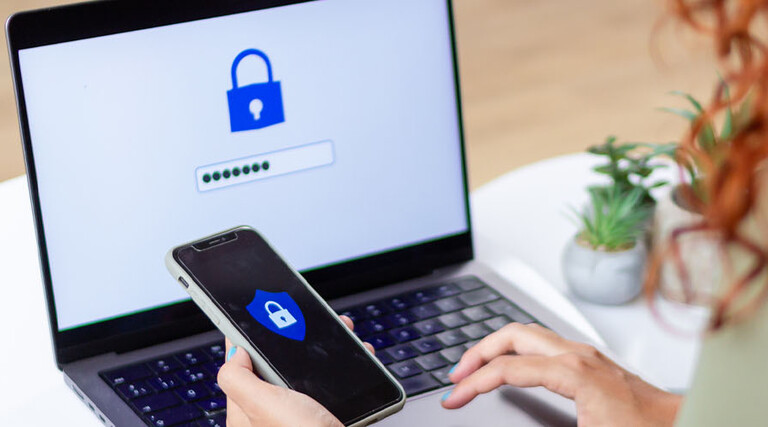 Person accessing computer with passcode