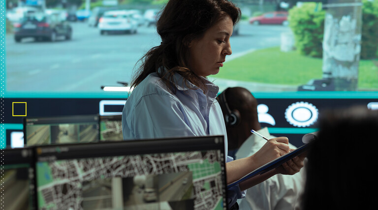 Person working in a data center