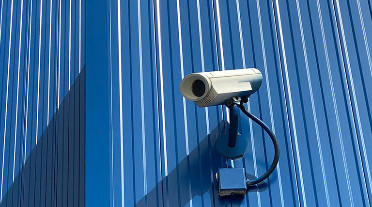 Security camera outside warehouse