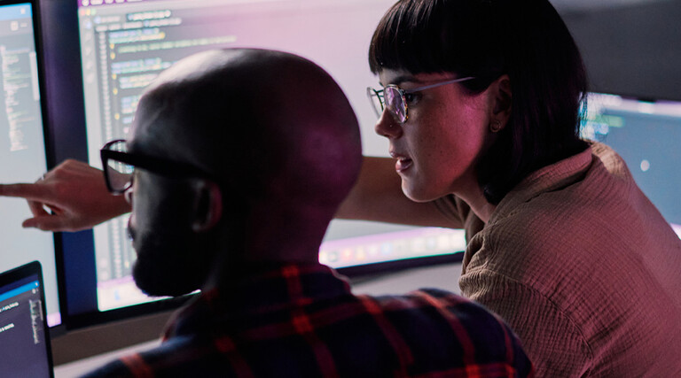Developer team collaborating