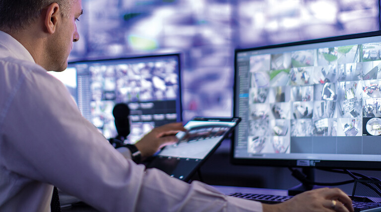 Man scanning through visual data 