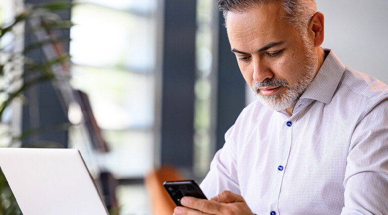 Person using two factor authentication