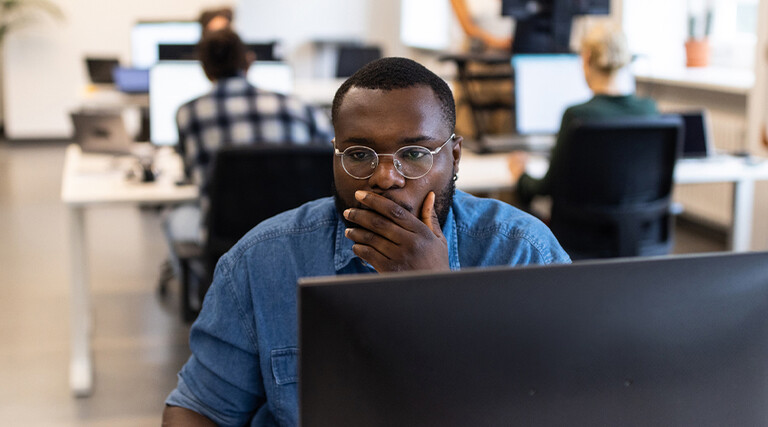 Person using computer at the office