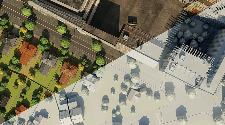 Digital twin example - right of the image is digital, left is real