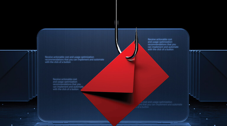 Phishing email on a hook
