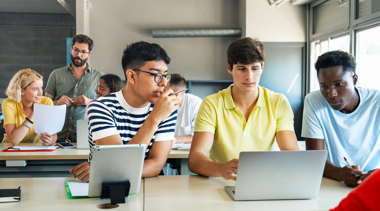 Students working on AI