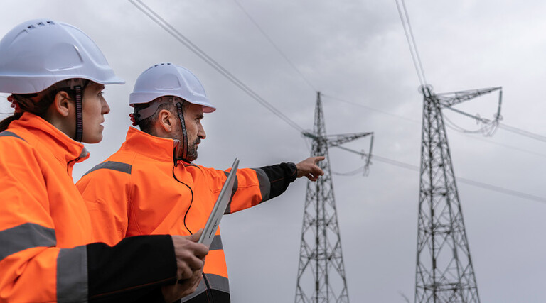 Utility workers on site