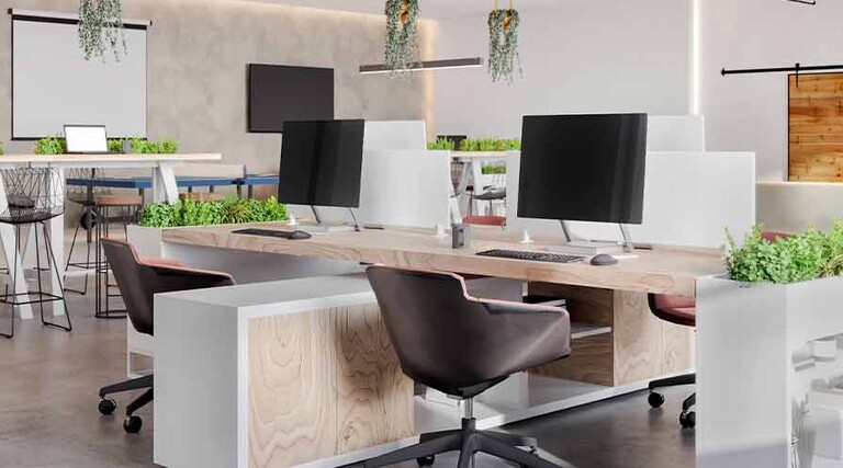 Computers in office space