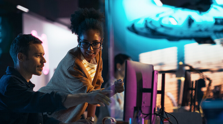 Coworkers collaborating