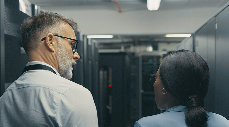 People in data center