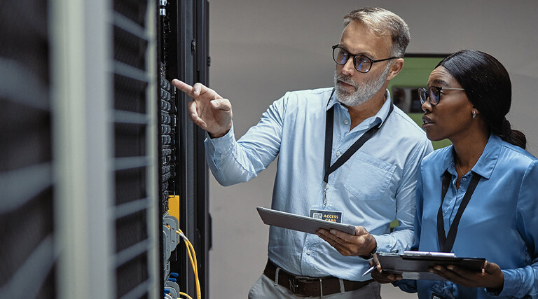 People working in data center