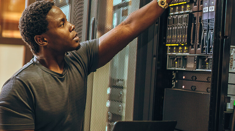 Engineer in data center