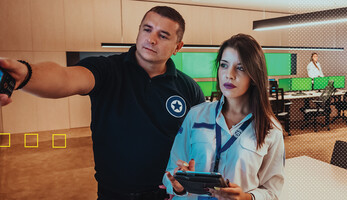 People reviewing safety measures