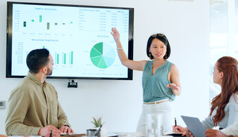 Team having a budget meeting
