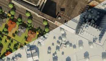 Digital twin example - right of the image is digital, left is real