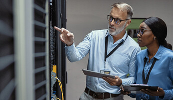 People working in data center