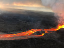 Fissure 8 lava fountain of the of the Kīlauea Volcano during an overflight of the lower East Rift Zone on June 13, 2018.