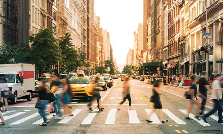 Busy City Sidewalk