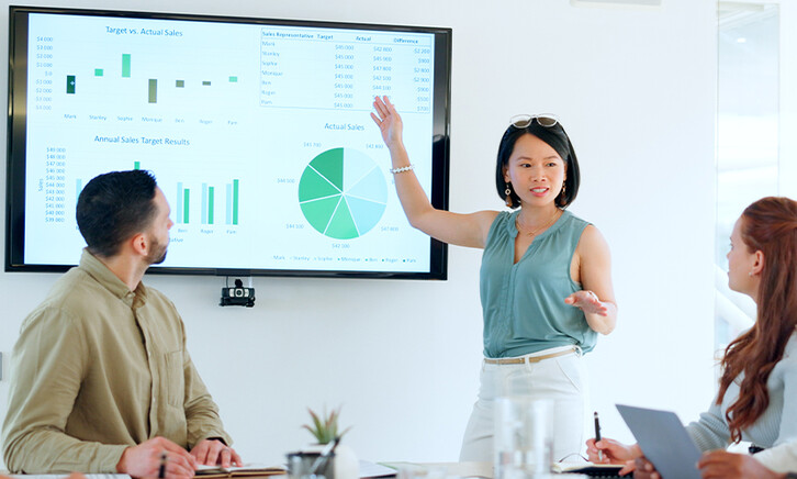Team having a budget meeting