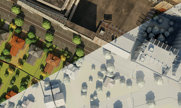 Digital twin example - right of the image is digital, left is real