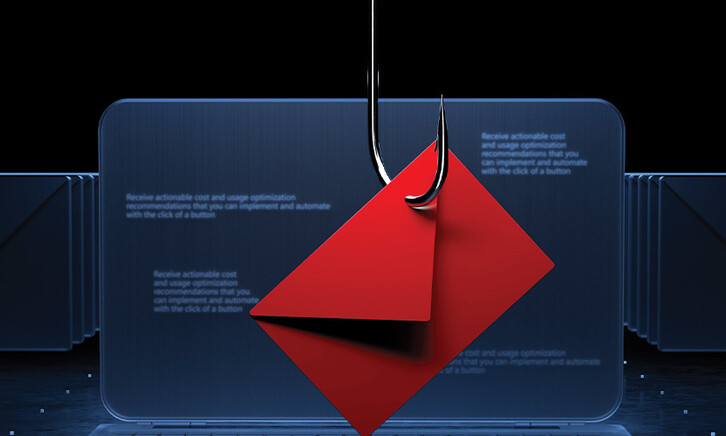 Phishing email on a hook