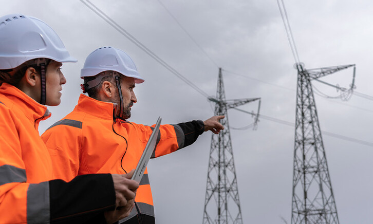 Utility workers on site