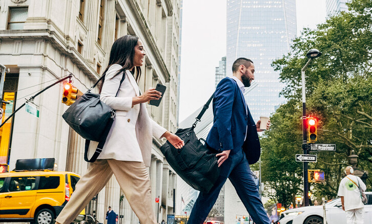 People walking to work